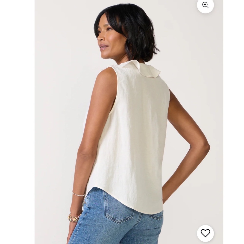 Cloth and Stone Cream Ivory Tie Front Ruffle Sleeveless Top XL NWT - Picture 3 of 8